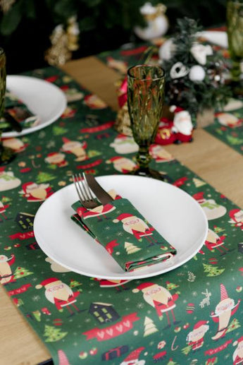 Новорічна доріжка на стіл Санта на зеленому ПРОВАНС, 40х140см 035779