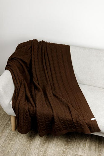 В'язаний плед Глорiя коси Шоколад ПРОВАНС, 140х180см 017610