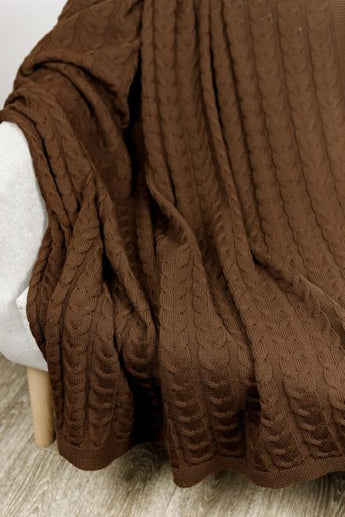 В'язаний плед Глорiя коси Шоколад ПРОВАНС, 190х220см 017611