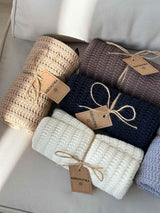 Плед в'язаний Cotton молочний 200х220