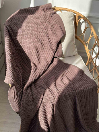 Плед в'язаний Cotton шоколадний ПРОВАНС, 200х220см 040380
