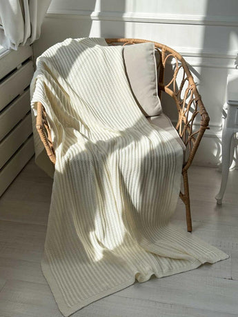 Плед в'язаний Cotton молочний ПРОВАНС, 200х220см 040378