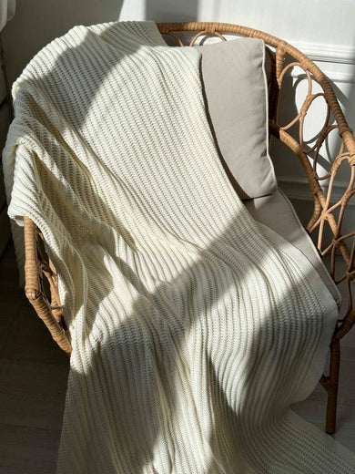 Плед в'язаний Cotton молочний ПРОВАНС, 200х220см 040378