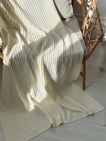 Плед в'язаний Cotton молочний ПРОВАНС, 200х220см 040378