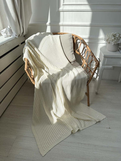 Плед в'язаний Cotton молочний ПРОВАНС, 200х220см 040378