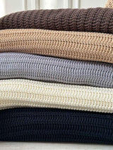Плед в'язаний Cotton молочний 200х220
