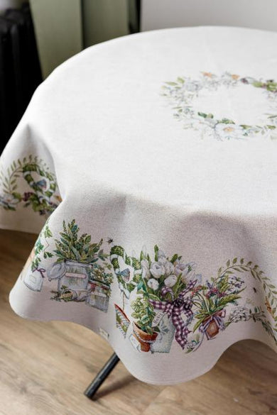 Кругла гобеленова скатертина на стіл GARDEN ПРОВАНС, D185см 035342