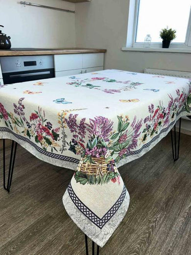 Гобеленова скатертина на стiл Лавандове поле ПРОВАНС, 135х350см 034315