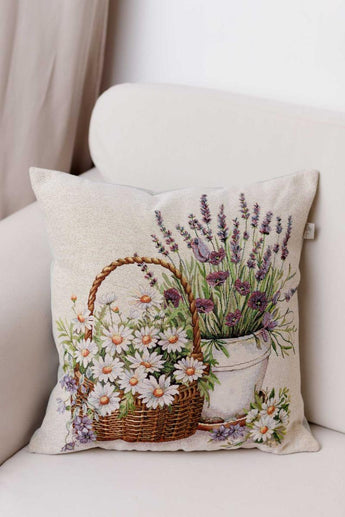 Декоративна наволочка Ромашки в кошику ПРОВАНС, 45х45см 039162