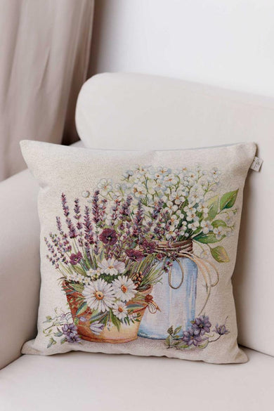 Декоративна наволочка Квіти в склянці ПРОВАНС, 45х45см 039164