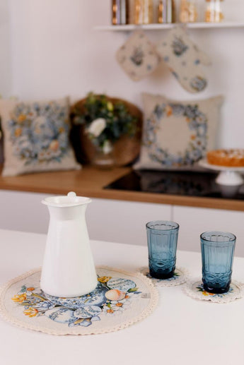 Великодня гобеленова кругла серветка Рrimavera ПРОВАНС, D35см 039138