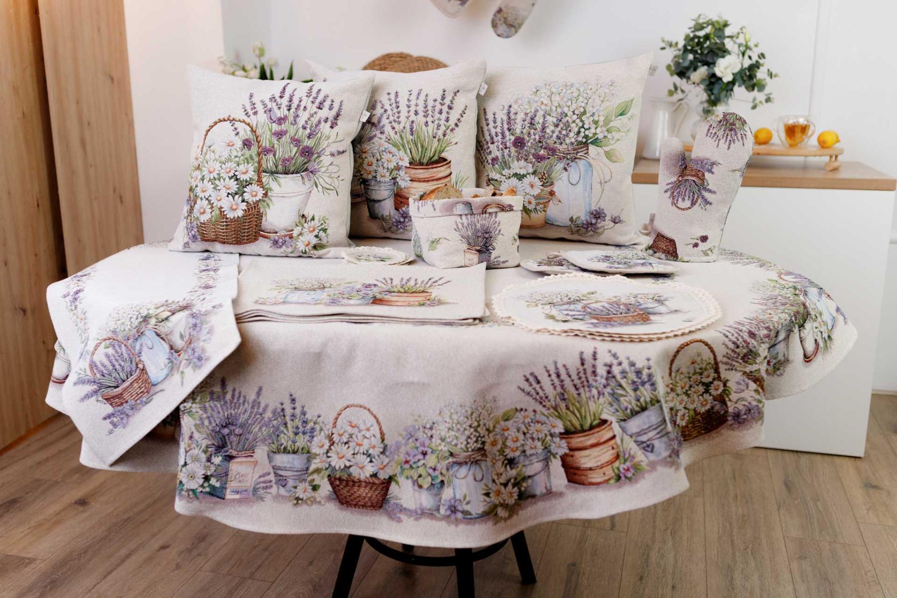 Овальна гобеленова скатертина Provence Прованс, 160х180 см