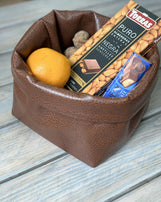 Декоративний кошик для зберігання з екошкіри коричневий ПРОВАНС, 17х17х13см 038529