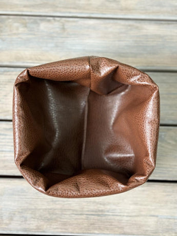 Декоративний кошик для зберігання з екошкіри коричневий ПРОВАНС, 17х17х13см 038529