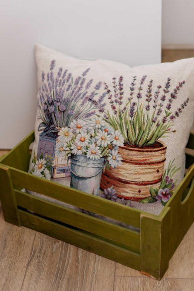 Декоративна наволочка Ромашки у відерці ПРОВАНС, 45х45см 039166