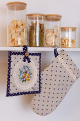 Набір рукавичка та прихватка Вінтаж сині горошки ПРОВАНС, 32х18см 039337