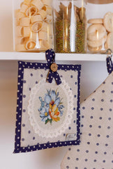 Набір рукавичка та прихватка Вінтаж сині горошки ПРОВАНС, 32х18см 039337