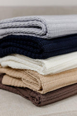Плед в'язаний Cotton синій Прованс, 130х170 см