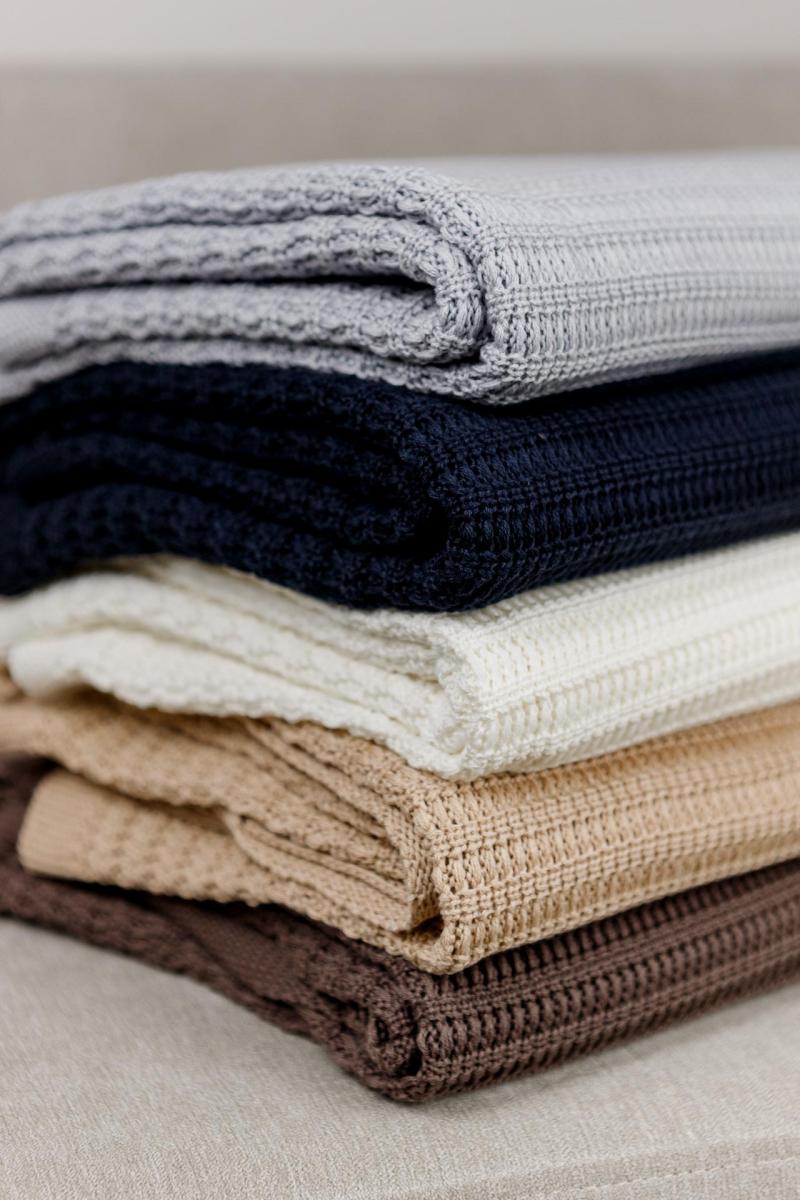 Плед в'язаний Cotton синій Прованс, 130х170 см