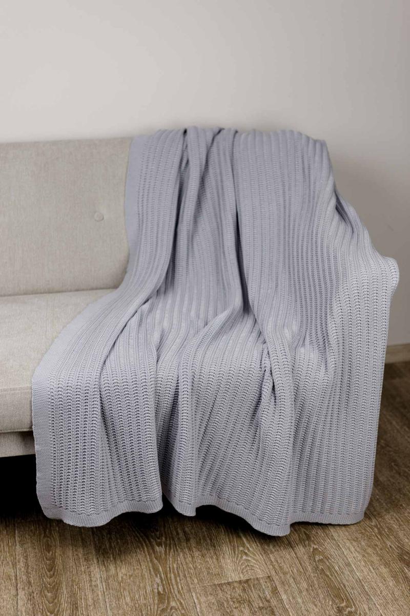 Плед в'язаний Cotton сірий Прованс, 120х200 см