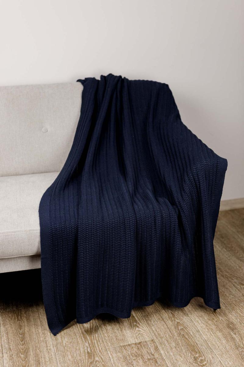 Плед в'язаний Cotton синій Прованс, 130х170 см
