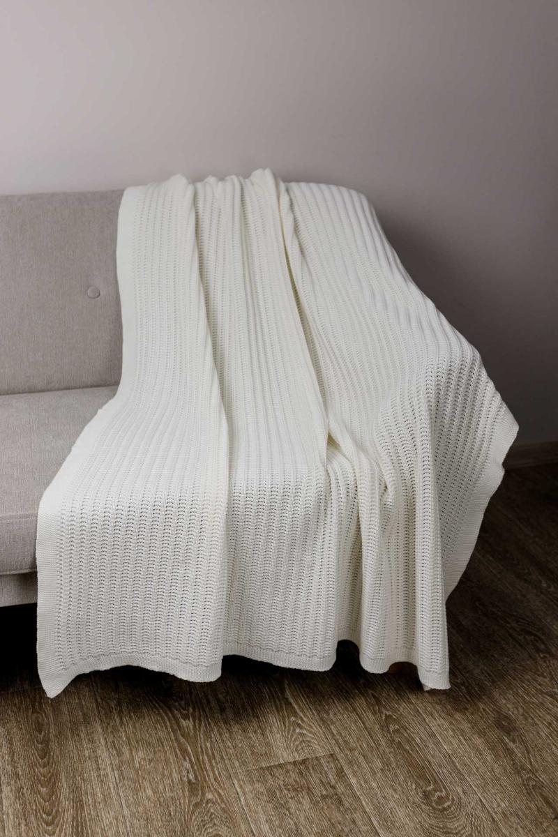 Плед вʼязаний Cotton молочний Прованс, 120х200 см