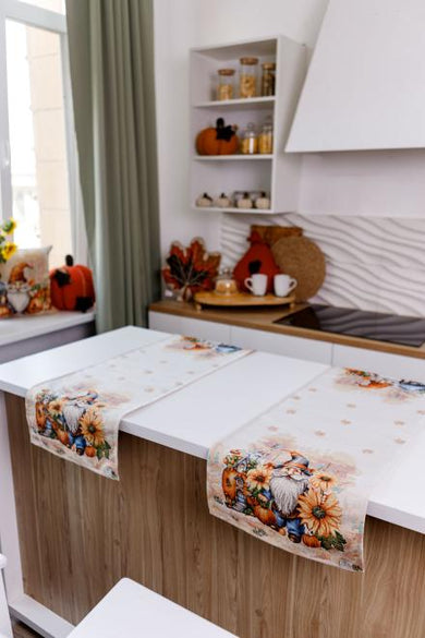 Гобеленова доріжка на стіл Гарбузові гноми ПРОВАНС, 40х140см 036202