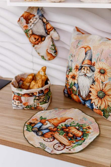 Кругла гобеленова серветка Гарбузові гноми ПРОВАНС, D35см 036240