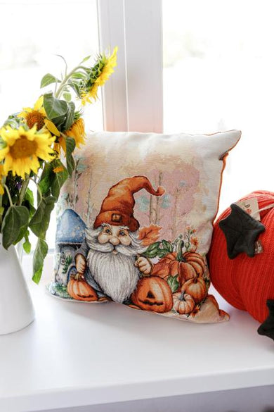 Декоративна наволочка Гарбузові гноми з грибом ПРОВАНС, 45х45см 036212