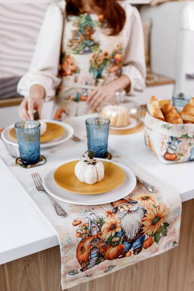 Набір серветок під чашку Гарбузові гноми  4 од. ПРОВАНС, D11см 036898