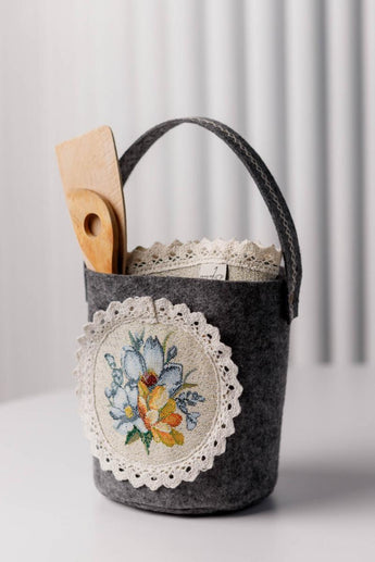 Декоративний кошик з ручкою для дрібниць Рrimavera ПРОВАНС, 16х16см 039696