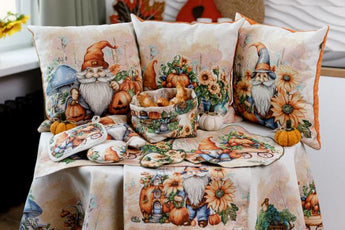 Декоративна наволочка Гарбузові гноми з грибом ПРОВАНС, 45х45см 036212