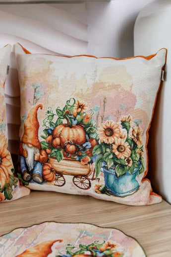 Декоративна подушка Гарбузові гноми з возиком ПРОВАНС, 45х45см 036210