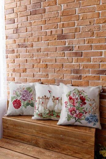 Гобеленова наволочка декоративна Букет квітів ПРОВАНС, 45х45см 034211