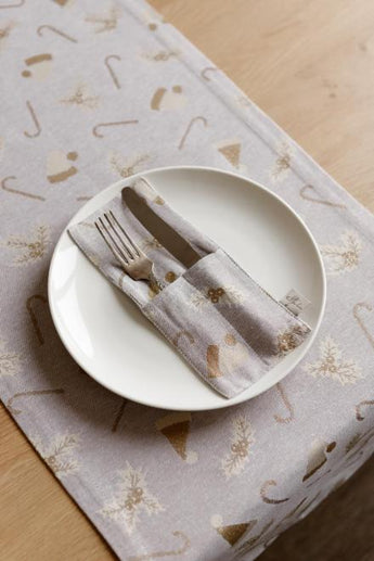 Новорічний чохол для столових приборів Шапочки на бежевому ПРОВАНС, 24х10см 037922