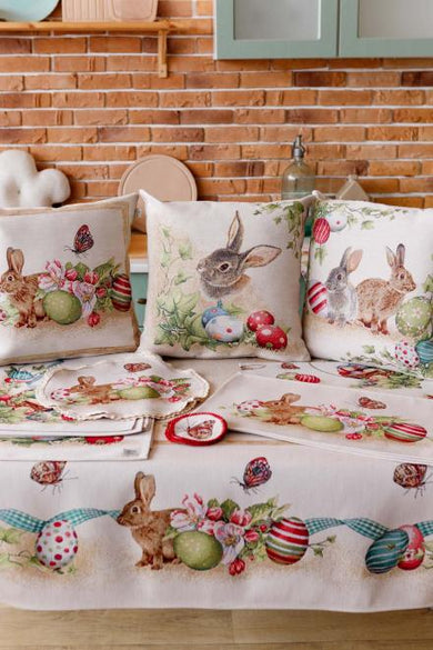 Великоднева декоративна подушка  Веснянка Зайці ПРОВАНС, 45х45см 034270