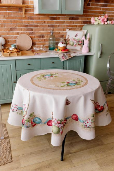 Великодня скатертина на стіл кругла  Веснянка ART KNIT, D136см 034147