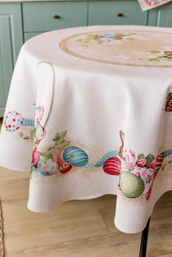 Великодня скатертина на стіл кругла  Веснянка ART KNIT, D136см 034147
