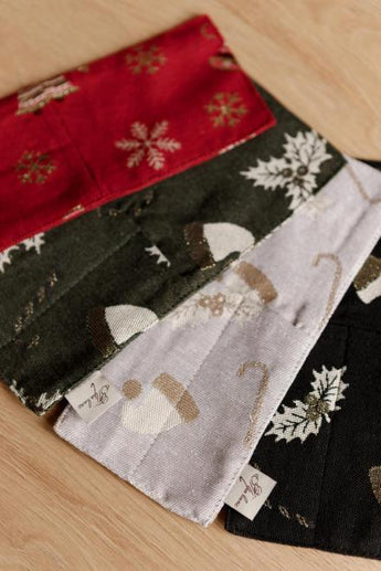 Новорічний чохол для столових приборів Шапочки на бежевому ПРОВАНС, 24х10см 037922