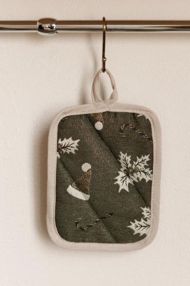 Новорічна прихватка Шапочки на зеленому ПРОВАНС, 15х20см 037918