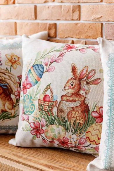 Великодня декоративна подушка Злагода Зайчата ПРОВАНС, 45х45см 034260