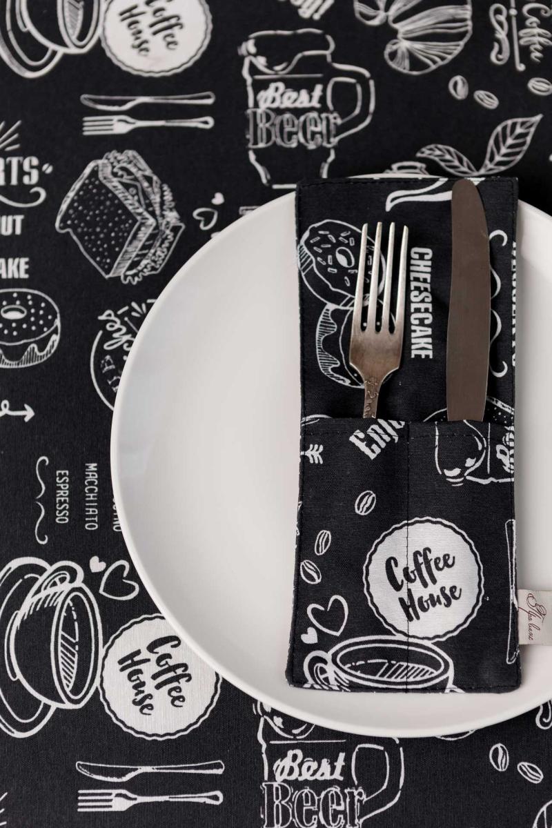 Скатертина на стіл Breakfast black ПРОВАНС, 136х180см 039623
