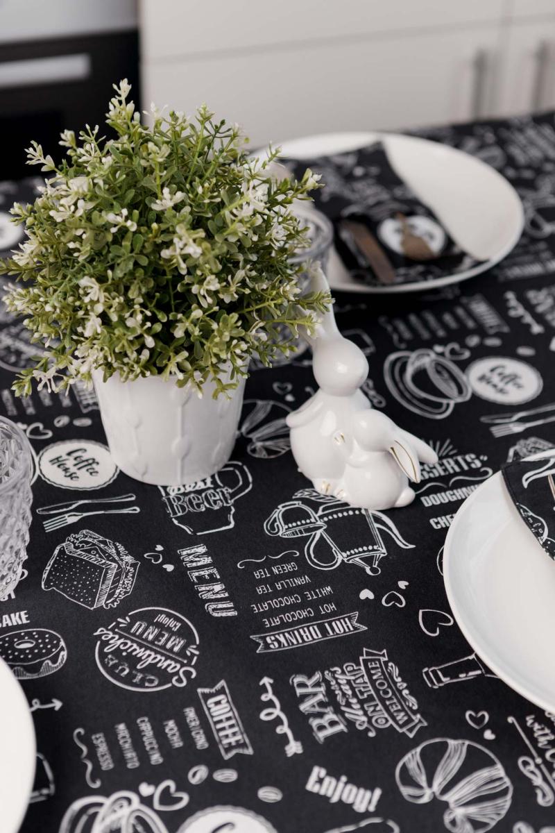 Скатертина на стіл Breakfast black ПРОВАНС, 120х136см 039621