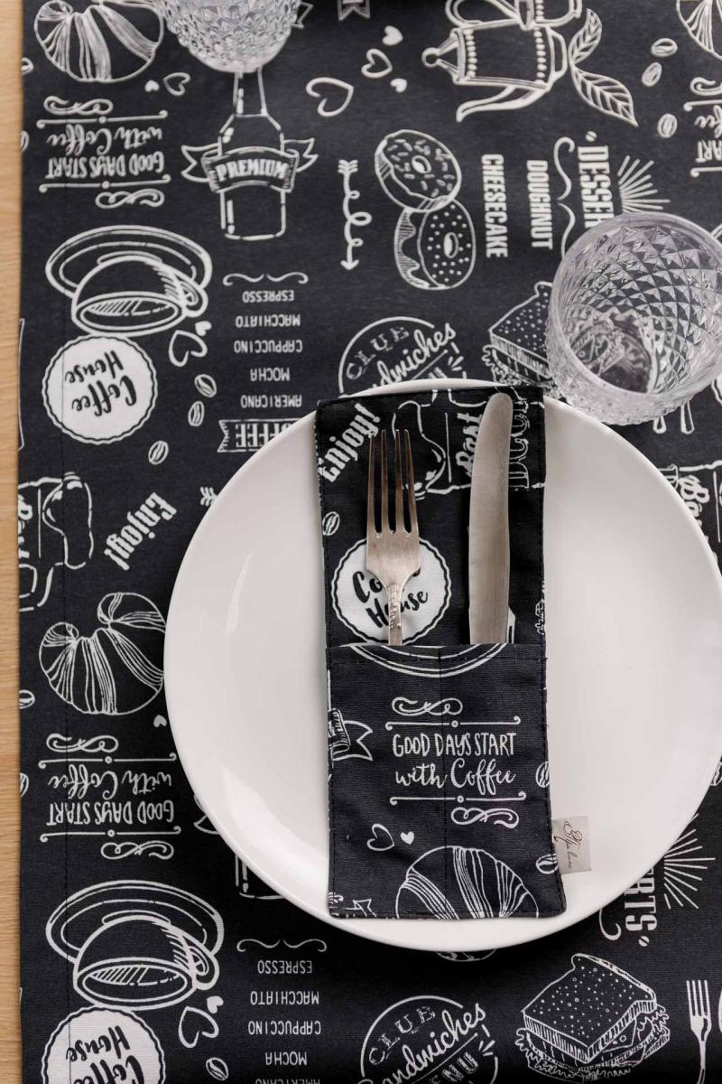 Чохол для столових приладів Breakfast black ПРОВАНС, 24х10см 039661