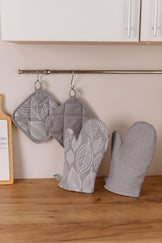 Кухонна рукавичка Листя сіра ПРОВАНС, 31х18 см 039514