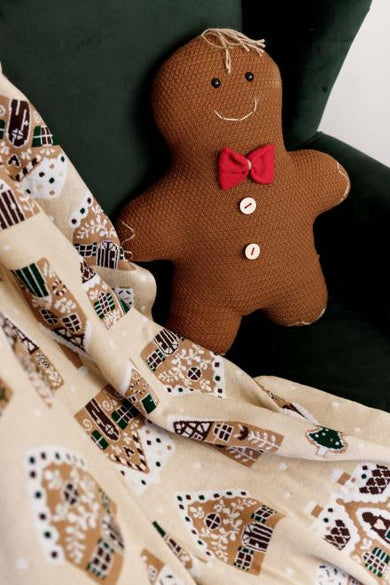 Новорічний плед в'язаний Імбирні будиночки ПРОВАНС, 90х130см 037811