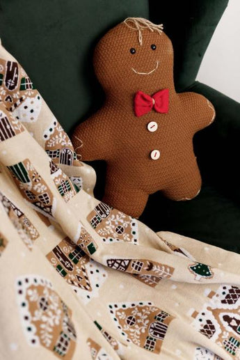 Новорічний плед в'язаний Імбирні будиночки ПРОВАНС, 130х170см 037495