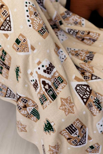 Новорічний плед в'язаний Імбирні будиночки ПРОВАНС, 130х170см 037495