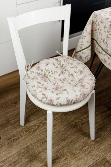 Кругла подушка на стілець Тереза Квіточки ПРОВАНС, D40см 034529