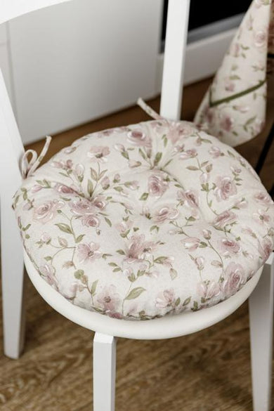 Кругла подушка на стілець Тереза Квіточки ПРОВАНС, D40см 034529